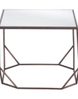 Set of Two Silver and Bronze Mirrored Glass and Steel Square Abstract Bunching Coffee Tables