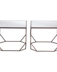 Set of Two Silver and Bronze Mirrored Glass and Steel Square Abstract Bunching Coffee Tables