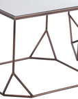 Set of Two Silver and Bronze Mirrored Glass and Steel Square Abstract Bunching Coffee Tables