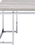 47" Oak and Silver Wood And Metal Frame Coffee Table
