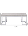 47" Oak and Silver Wood And Metal Frame Coffee Table