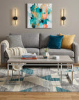 47" Oak and Silver Wood And Metal Frame Coffee Table