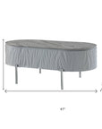 47" Gray Wood and Steel Oval Coffee Table With Drawer