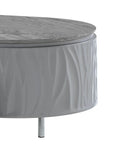47" Gray Wood and Steel Oval Coffee Table With Drawer