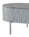 47" Gray Wood and Steel Oval Coffee Table With Drawer
