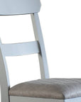 Set of Two Gray Tufted Fabric And Solid Wood Ladder Back Dining Side Chairs