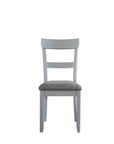 Set of Two Gray Tufted Fabric And Solid Wood Ladder Back Dining Side Chairs