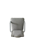 Set of Two Gray Tufted Fabric And Solid Wood Dining Arm Chairs