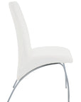 Set of Two White And Silver Faux Leather And Metal Dining Side Chairs