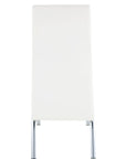 Set of Two White And Silver Faux Leather And Metal Dining Side Chairs
