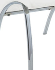 Set of Two White And Silver Faux Leather And Metal Dining Side Chairs