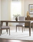 Set of Two Gray Fabric And Solid Wood Dining Side Chairs