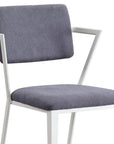 Set of Two Gray And White Fabric And Metal Partially Open Back Dining Side Chairs