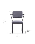 Set of Two Gray And Gunmetal Fabric And Metal Open Back Dining Side Chairs