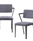 Set of Two Gray And Gunmetal Fabric And Metal Open Back Dining Side Chairs
