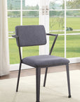 Set of Two Gray And Gunmetal Fabric And Metal Open Back Dining Side Chairs