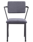 Set of Two Gray And Gunmetal Fabric And Metal Open Back Dining Side Chairs