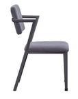 Set of Two Gray And Gunmetal Fabric And Metal Open Back Dining Side Chairs