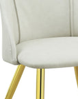Set of Two White and Gold Upholstered Faux Leather And Metal Dining Side Chairs