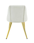 Set of Two White and Gold Upholstered Faux Leather And Metal Dining Side Chairs