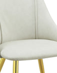 Set of Two White and Gold Upholstered Faux Leather And Metal Dining Side Chairs