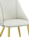 Set of Two White and Gold Upholstered Faux Leather And Metal Dining Side Chairs