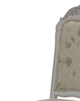 Set of Two White Fabric And Faux Leather And Wood Floral Print Dining Side Chairs