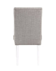 Set of Two Gray And White Linen And Solid Wood Dining Side Chairs