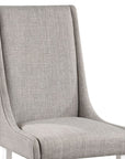Set of Two Gray And White Linen And Solid Wood Dining Side Chairs