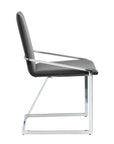 Set of Two Gray and Silver Upholstered Velvet And Metal Dining Side Chairs
