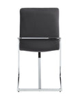 Set of Two Gray and Silver Upholstered Velvet And Metal Dining Side Chairs
