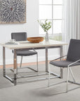 Set of Two Gray and Silver Upholstered Velvet And Metal Dining Side Chairs