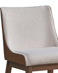 Set of Two White Brown And Walnut Boucle And Velvet And Solid Wood Dining Side Chairs