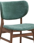 Set of Two Green And Brown Fabric And Solid Wood Partially Open Back Dining Side Chairs