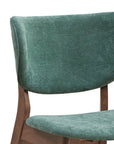 Set of Two Green And Brown Fabric And Solid Wood Partially Open Back Dining Side Chairs