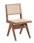 Set of Two Natural Rattan Open Back Dining Side Chairs