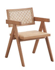 Set of Two Natural Rattan Open Back Dining Side Chairs