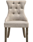 Set of Two Gray Tufted Fabric And Solid Wood Dining Side Chairs