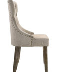 Set of Two Gray Tufted Fabric And Solid Wood Dining Side Chairs
