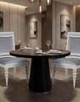 Set of Two Platinum Fabric Solid Wood And Faux Crystal Bling Dining Side Chairs