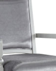 Set of Two Platinum Fabric Solid Wood And Faux Crystal Bling Dining Arm Chairs