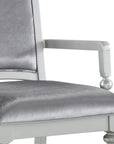 Set of Two Platinum Fabric Solid Wood And Faux Crystal Bling Dining Arm Chairs