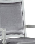 Set of Two Platinum Fabric Solid Wood And Faux Crystal Bling Dining Arm Chairs
