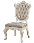 Set of Two Tufted Rose Gold and Pearl Upholstered Faux Leather And Solid Wood Dining Side Chairs