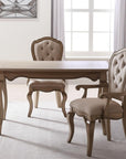 Set of Two Tufted Beige and Taupe Upholstered Fabric And Solid Wood Dining Side Chairs