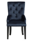 Tufted Dark Blue and Black Upholstered Velvet Dining Parsons Chair