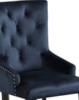 Tufted Dark Blue and Black Upholstered Velvet Dining Parsons Chair