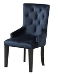 Tufted Dark Blue and Black Upholstered Velvet Dining Parsons Chair