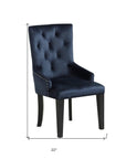 Tufted Dark Blue and Black Upholstered Velvet Dining Parsons Chair