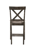 Set of Two 26" Tan And Oak Linen And Solid Wood Counter Height Bar Chairs